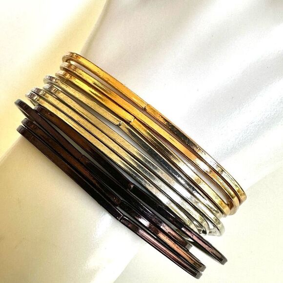 12 tri color bangle bracelet set - Picture 2 of 6